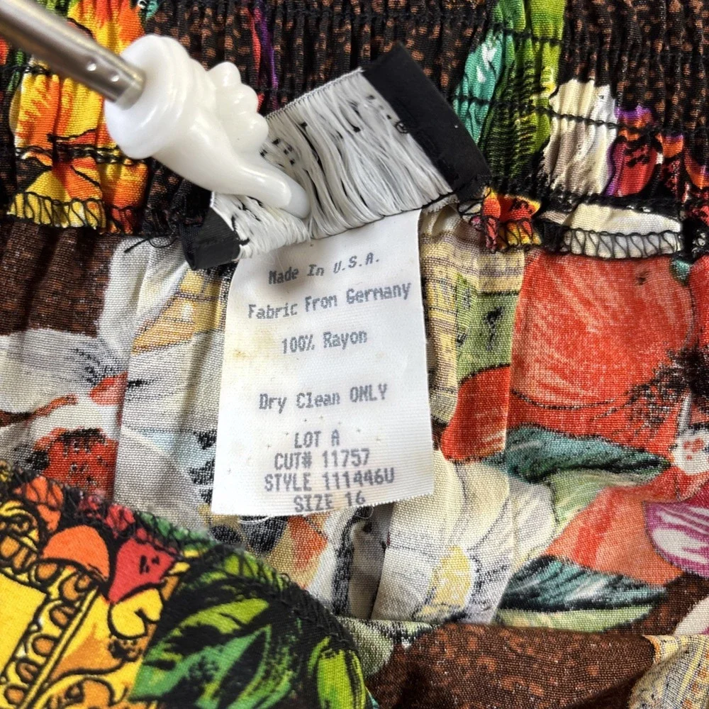 New Vintage Carole Little Skirt Women's 16 Sarong Bright Tropical Floral Beach